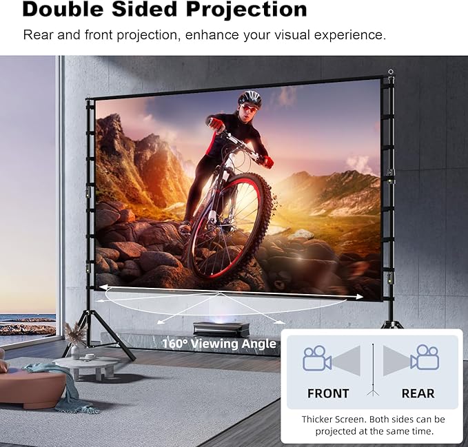 Projector Screen with Stand, Wootfairy 180 inch Portable and Foldable