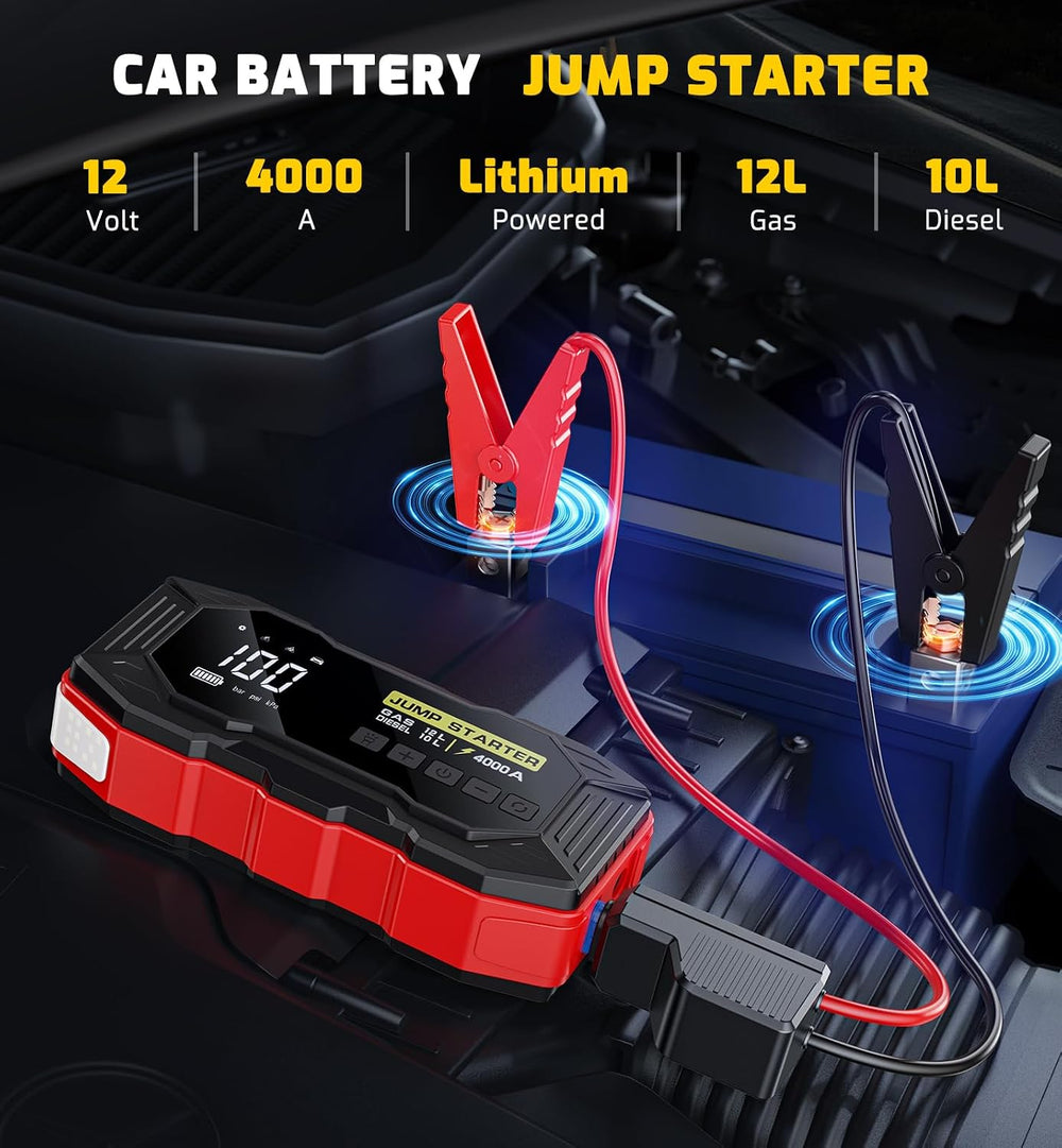 Jump Starter with Air Compressor 4000A Portable Car Battery Jump Starter (All...