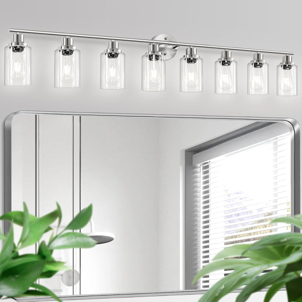 Guliaofo 8-Light Brushed Nickel Vanity Lights, Modern Bathroom Light Fixtures