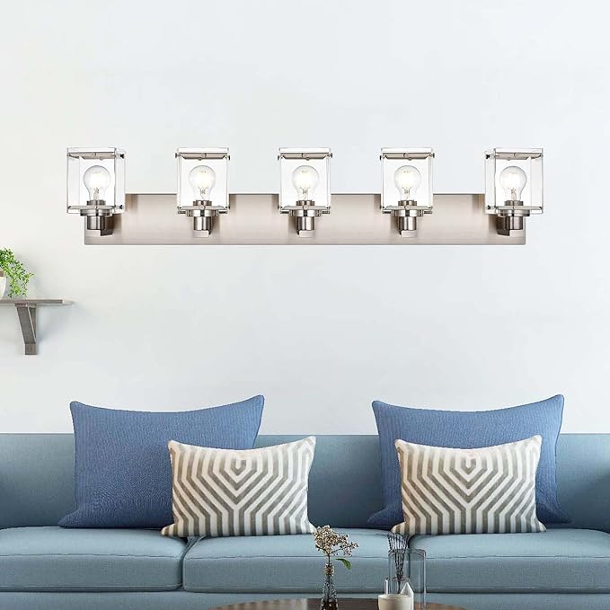WINSHEN 5-Lights Brushed Nickel Bathroom Wall Light