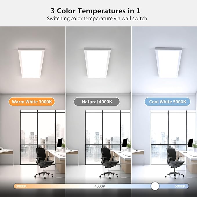 AIKVSXER 6 Pack 1x4 LED Flat Panel Light, 50W 5500LM Surface Mount Ceiling