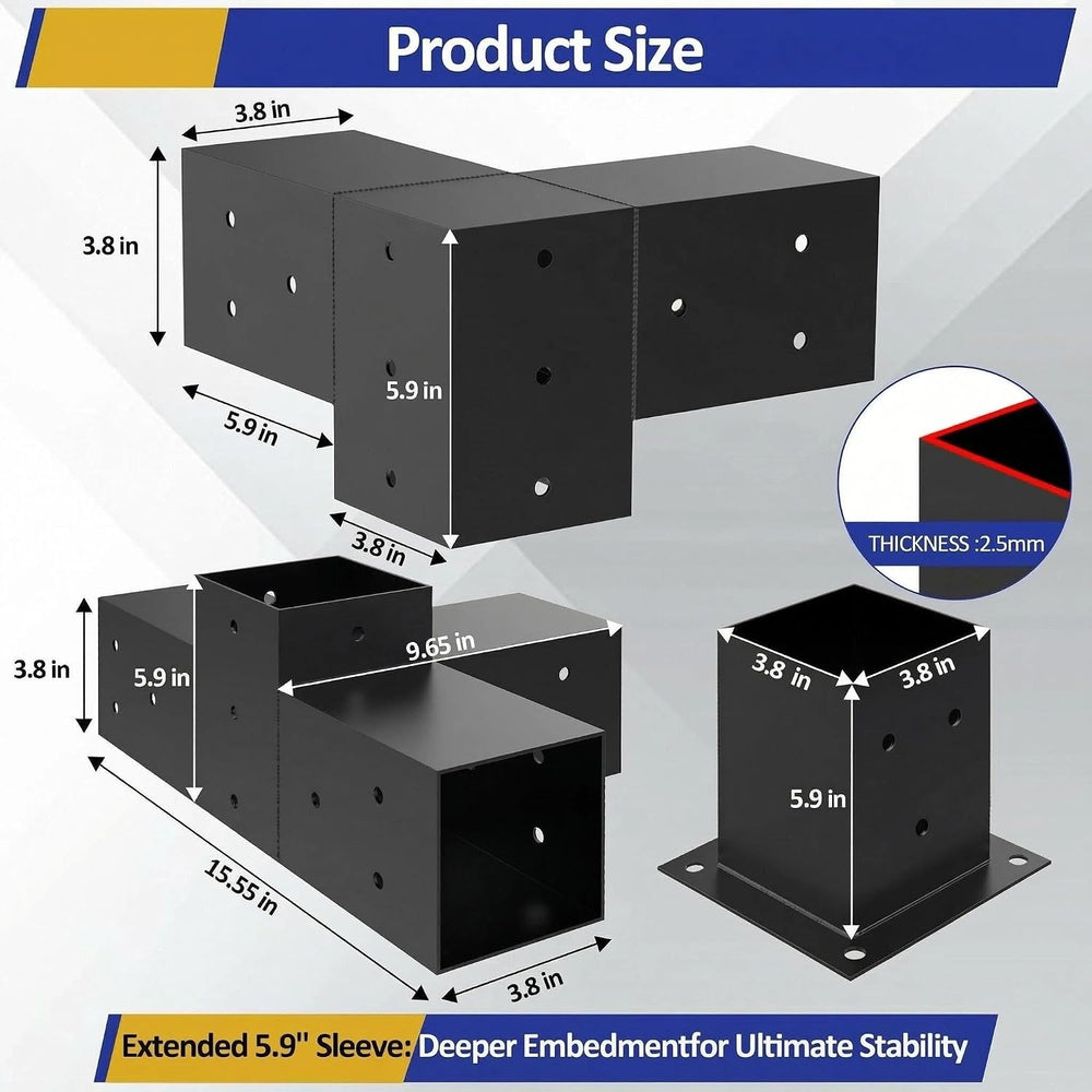 JEXALINE Heavy-Duty Pergola Bracket Kit for 4 x 4 Wood Posts