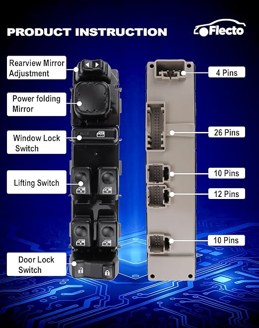 Flecto Master Power Window Switch Driver Side 15883323