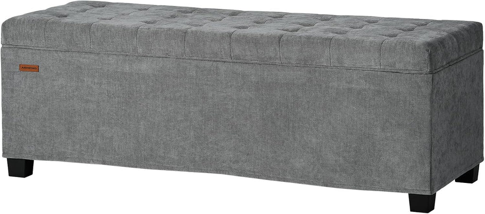 ABHENG Chenille Storage Ottoman Bench with Legs, 43.5”W x 15.7”D x 15.7”H,Met...