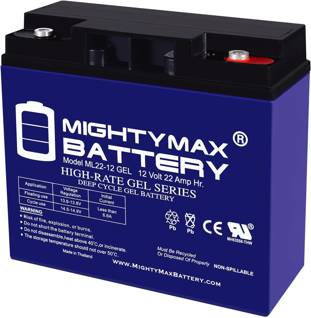 Mighty Max Battery ML22-12 GEL - 12 Volt 22 AH, GEL Type, Internal Thread (IN...
