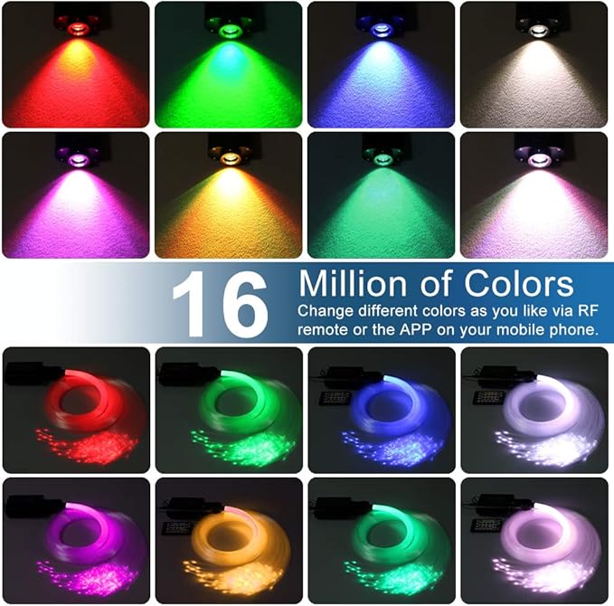AZIMOM 16W Car Use Sound Activated Fiber Optic Light Box Engine Music Sensor