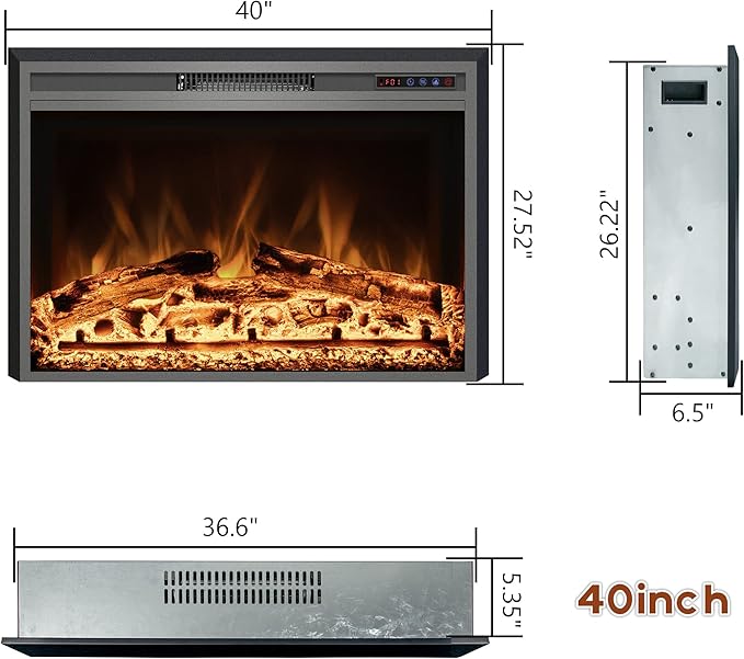 Electric Fireplace, Recessed Fireplace Heater