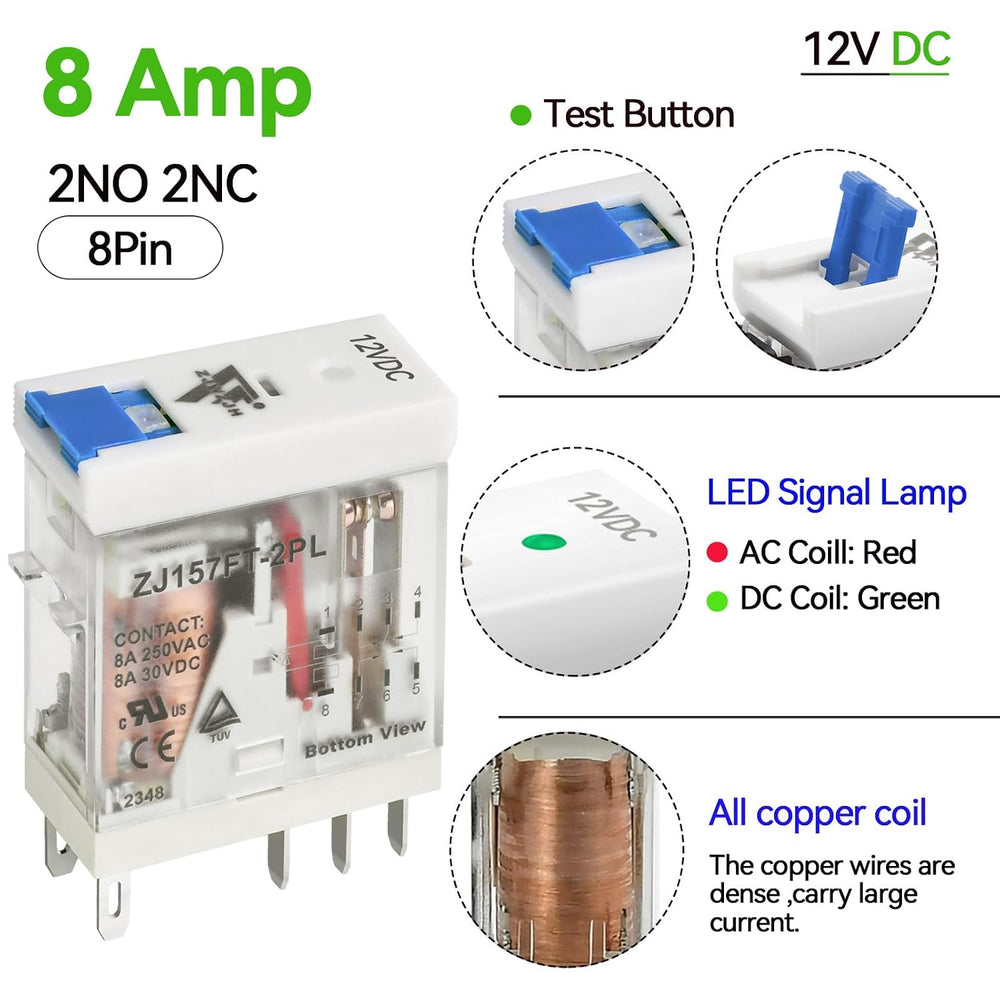 UL Listed 6Pcs 8 Amp Mini Electromagnetic Relay