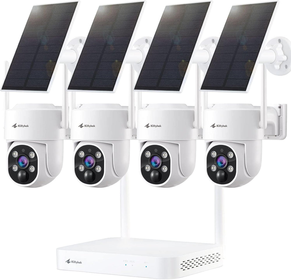 Kittyhok Solar Security Cameras Wireless Outdoor, 360° Pan & Tilt Home Se...