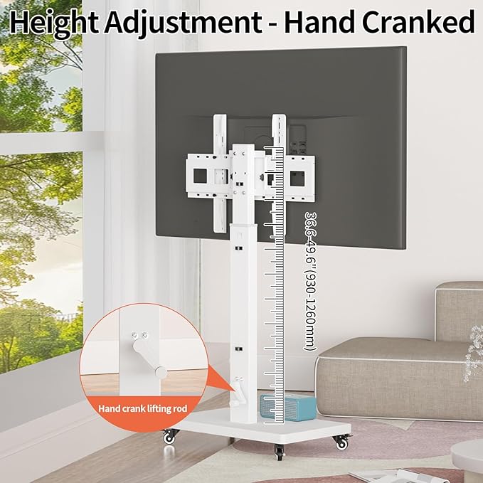 XinleTech Mobile TV Cart Stand for 32-80 Inch TVs, 90°Landscape to Portrait