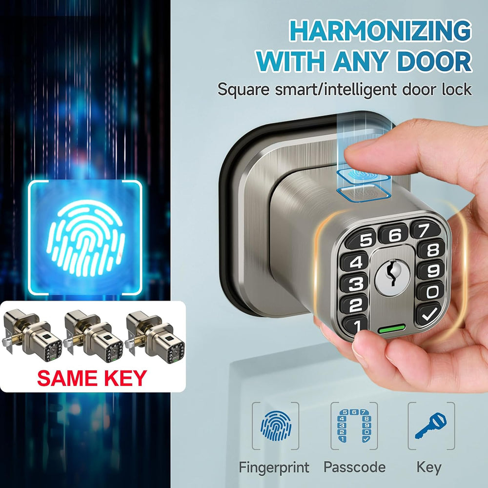 Richelock Fingerprint Door knob, Smart Biometric Door Lock with Keypad, Keyle...
