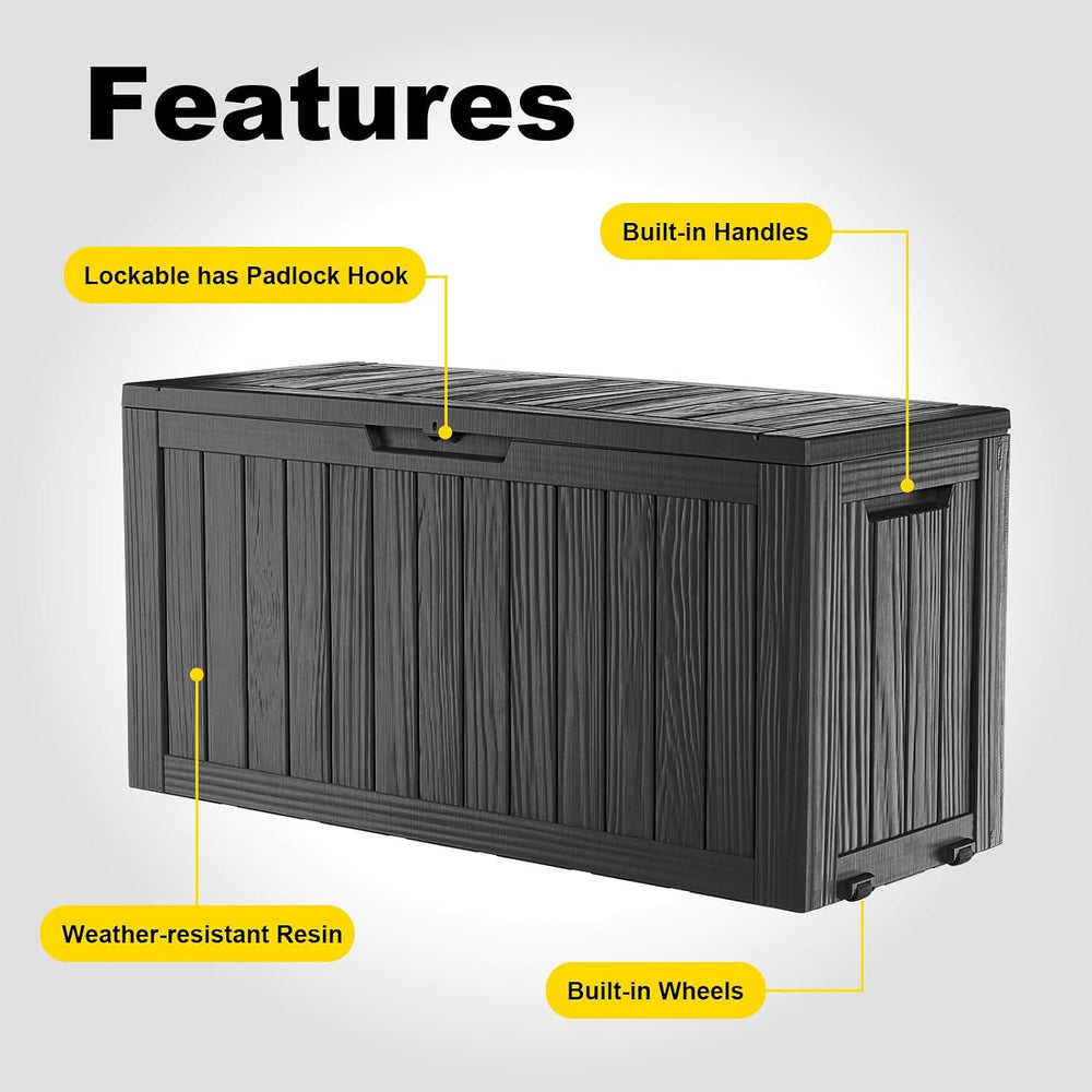 ROJIK Outdoor Storage Box with Wheels,75 Gallon Waterproof Resin Deck Box, Lo...