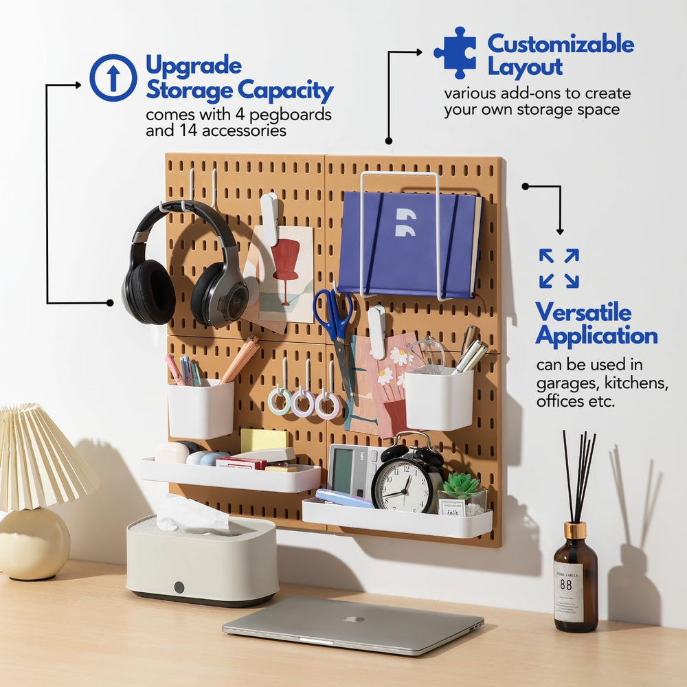 Keepo Peg Board Wall Organizer – Plastic Pegboard Panels, Modular Peg Board S...