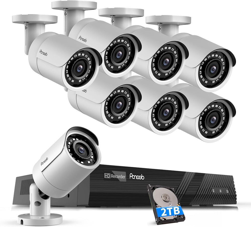 PoE Security Camera System 4K, 8CH NVR with 2TB HDD, PB37F0808-8M