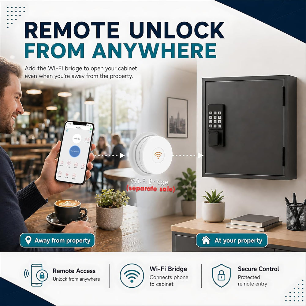 60 Key Lock Box Wall Mount, Smart Key Cabinet with Keypad for Office