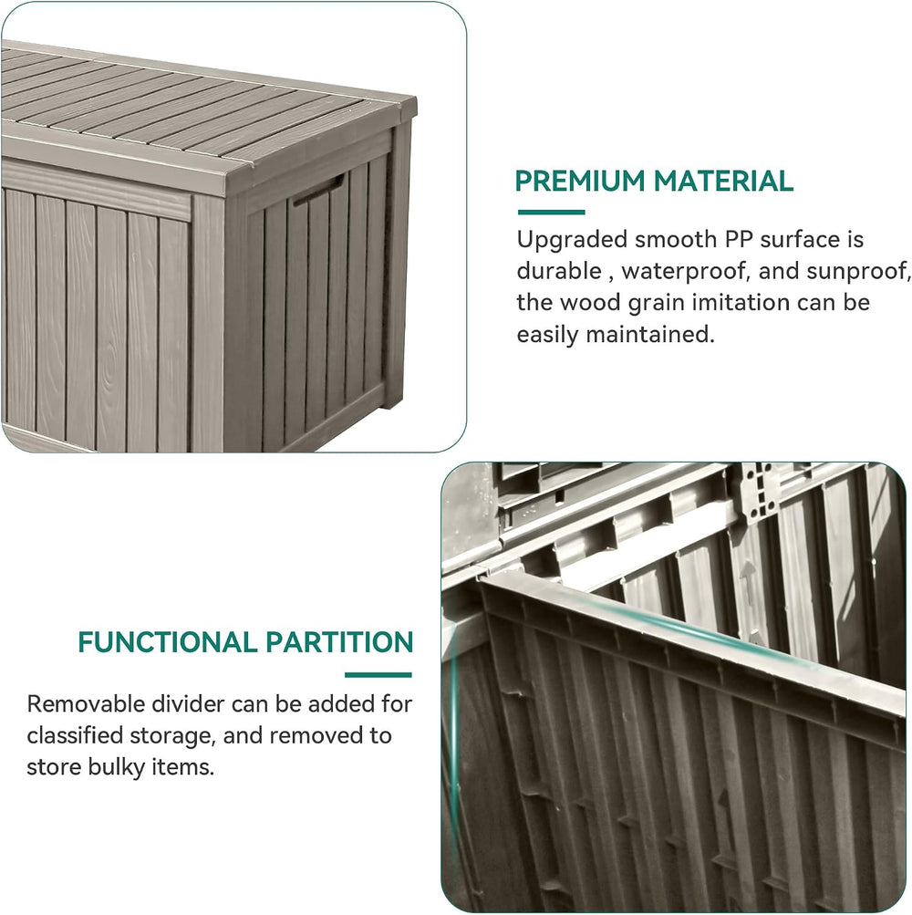 YITAHOME 180 Gallon Large Outdoor Storage XL Deck Box w/Divider for Patio
