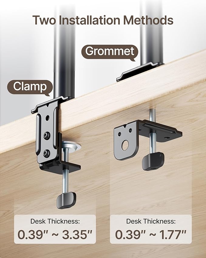 monTEK Dual Monitor Stand for 17"–32” Computer, Adjustable Height Stable