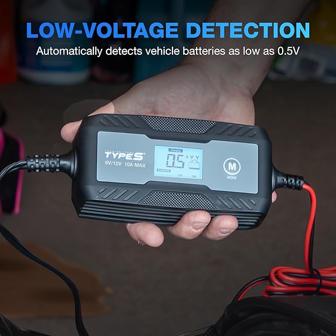 Type S 10A Smart Battery Charger & Maintainer, 6V & 12V Fully Automat...