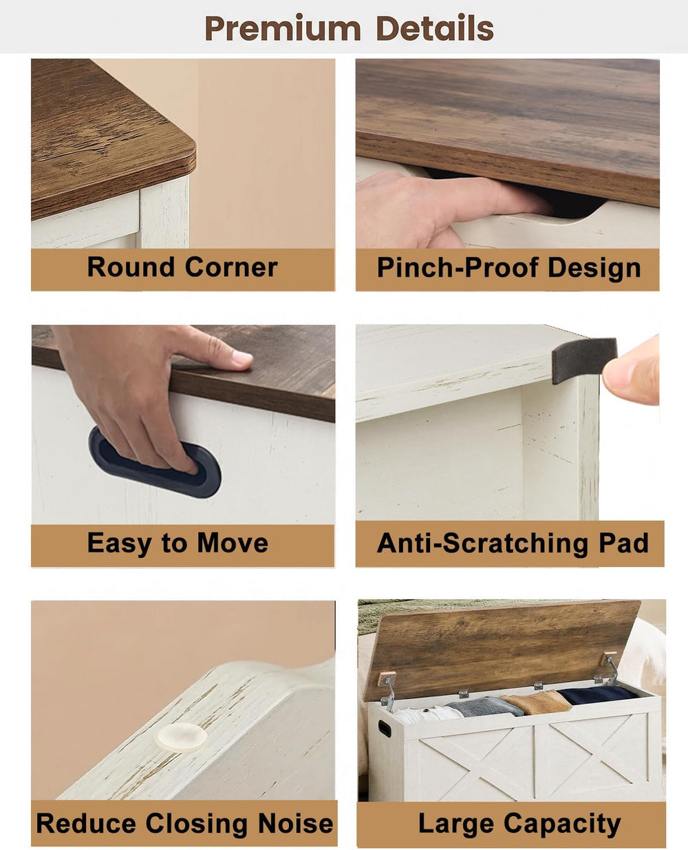 Timberer 47.2" Storage Chest, Wooden Storage Bench, Entryway Shoes Bench