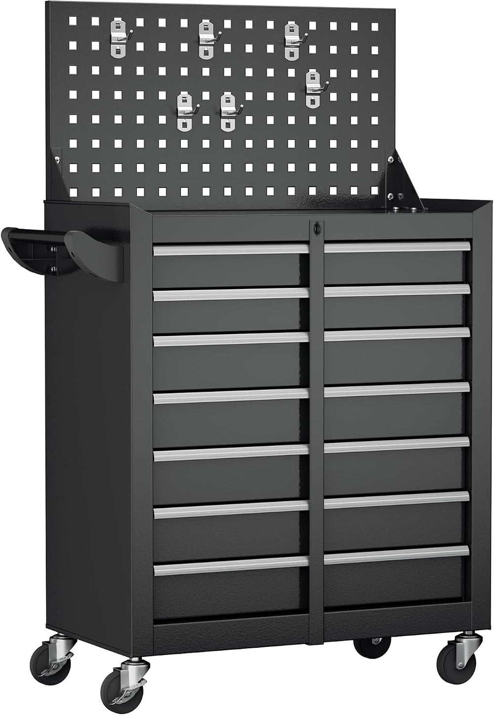 Greenvelly 7-Drawer Tool Chest, Rolling Tool Chest with Hooks and Lockable Wh...