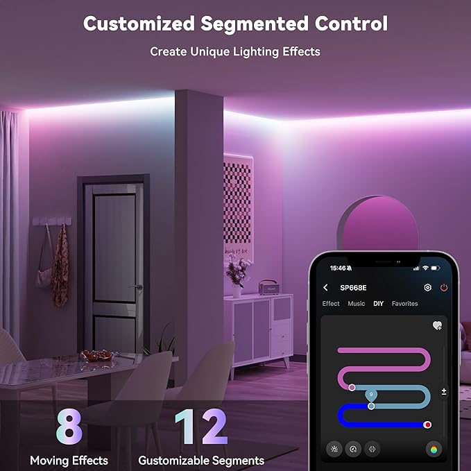MIWISE COB LED Strip Light, RGB Smart IC COB LED Strip Lights Music Sync