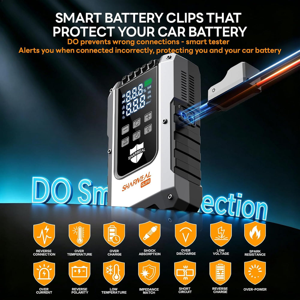6000A Jump Starter with Air Compressor 160PSI 12V for All Gas/10L Diesel