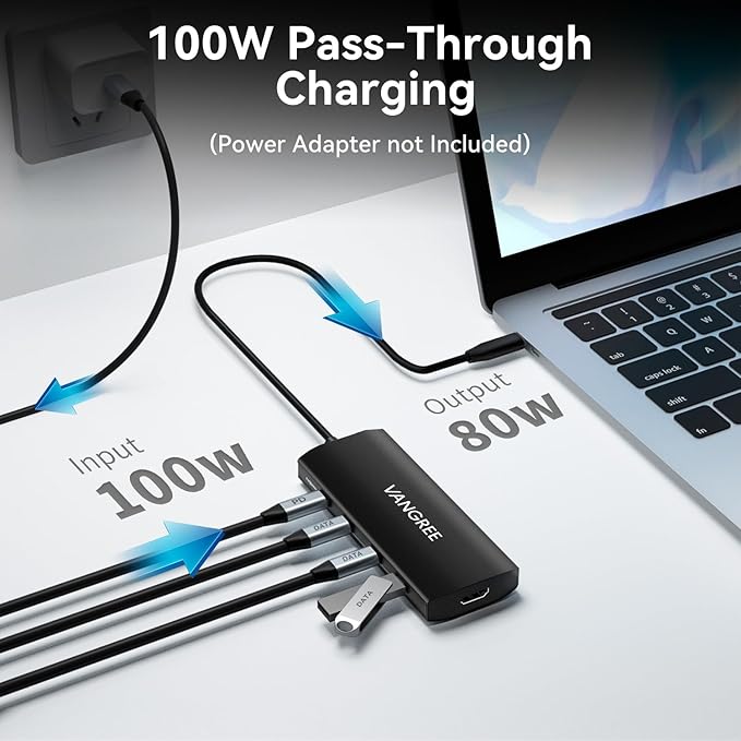 USB C Hub 8 in 1 Multiport Adapter, 3 USB 3.2 Gen 2 Ports