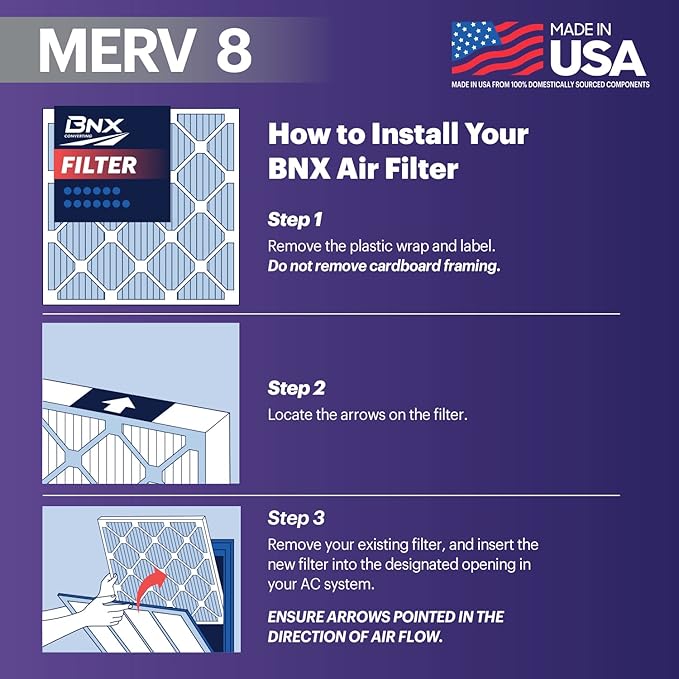 BNX TruFilter 20x25x1 Air Filter MERV 8 (6-Pack)