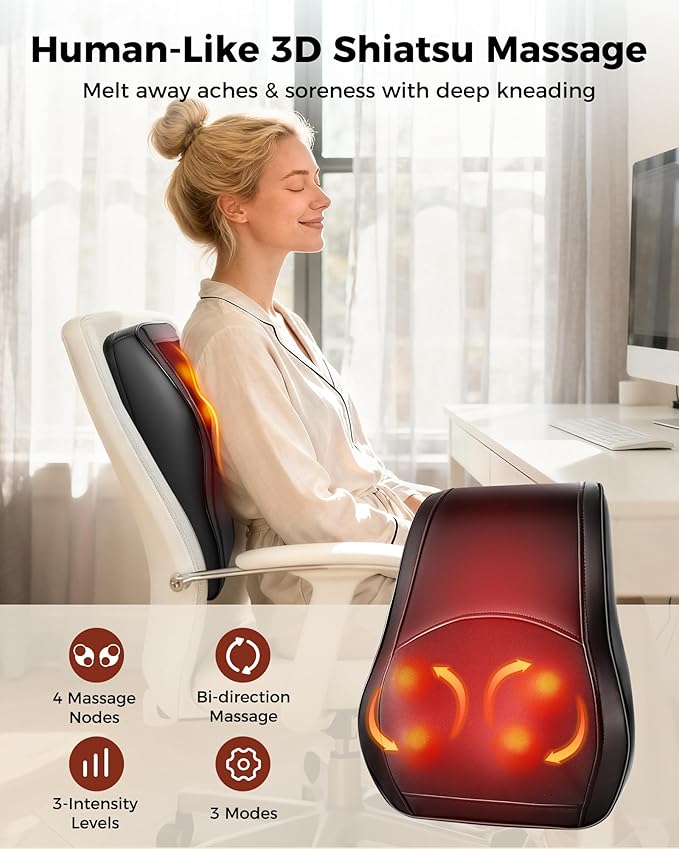 Neck Massager with Heat, Shiatsu Back and Neck Massagers, 3D Deep Tissue