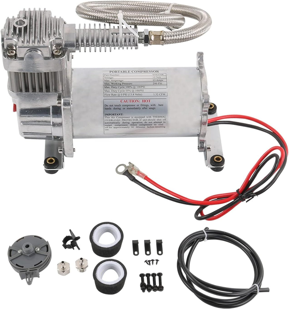 12V 444C 200PSI Chrome Air Compressor for Auto/Motorcycle