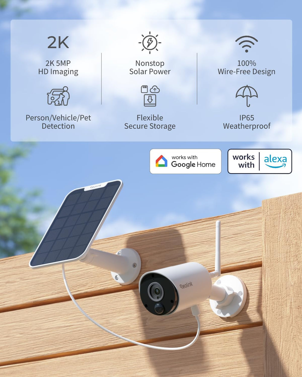 REOLINK Solar Camera Outdoor Wireless 2K 5MP Smart AI Detction Argus Eco