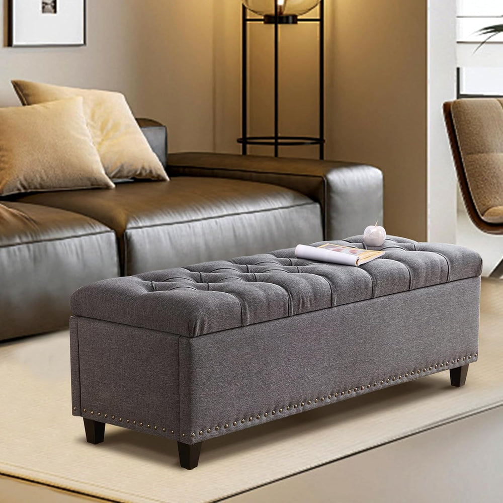 51" Storage Bench for Bedroom, Tufted Storage Ottoman Benchs with Pholst...
