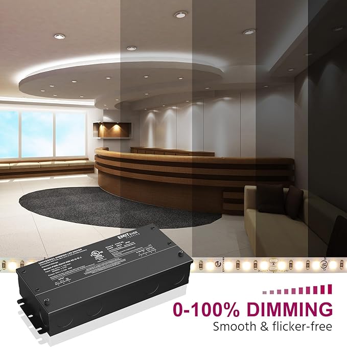 EMITEVER Dimmable Led Driver, 80W AC 110V-277V to DC 24V Transformer, 5-in-1