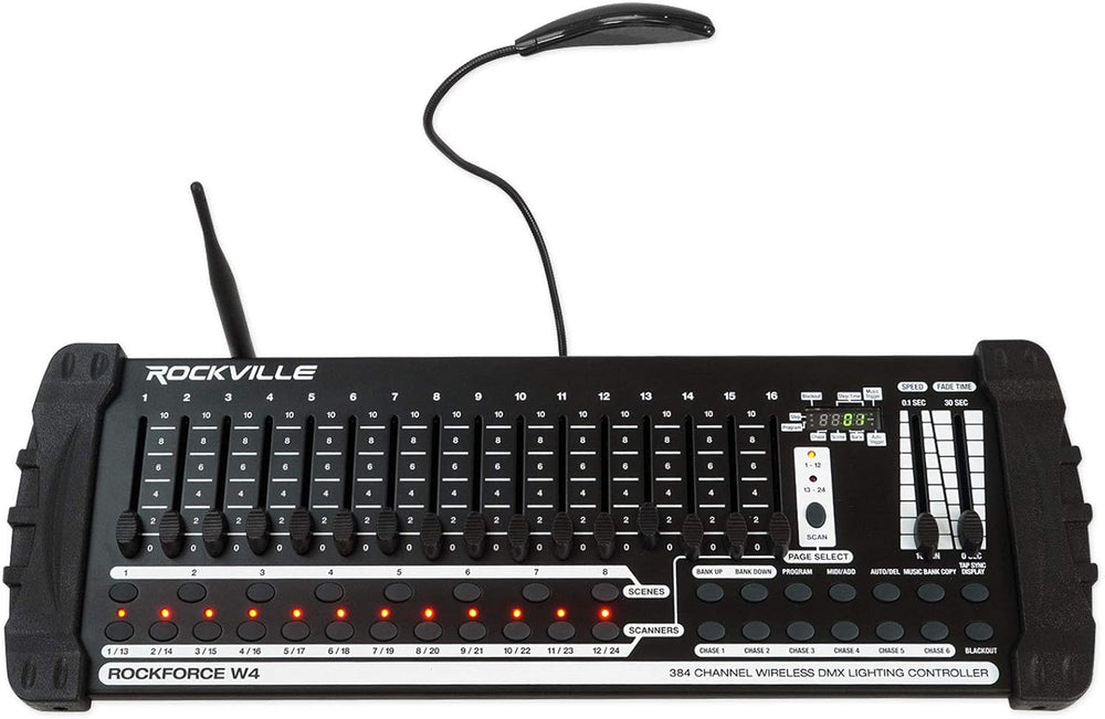 Rockville ROCKFORCE W4 384 Channel Wireless DMX Lighting Controller, MIDI