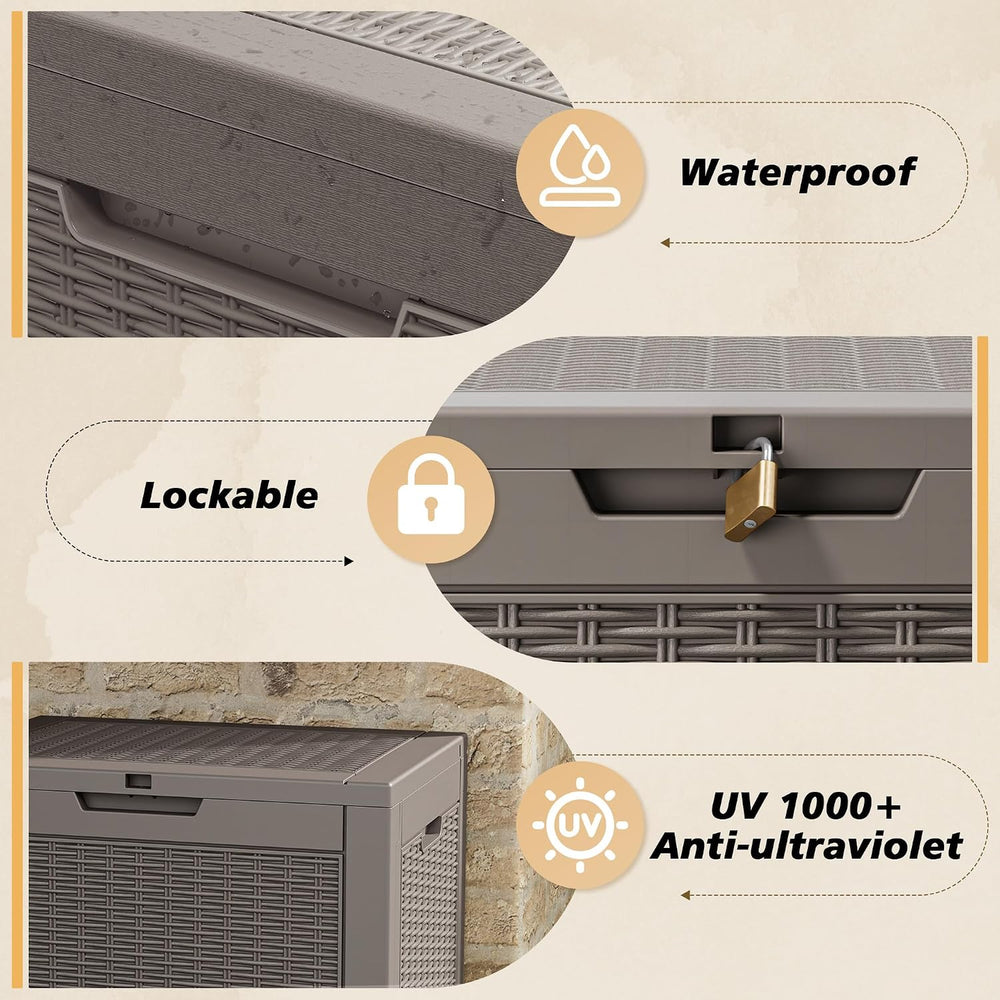 Fancyango 35 Gallon Outdoor Storage Deck Box Waterproof, Grey