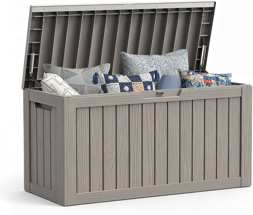 Mars Villa 80 Gallon Deck Box, Outdoor Storage Box, Outside Bin, Grey