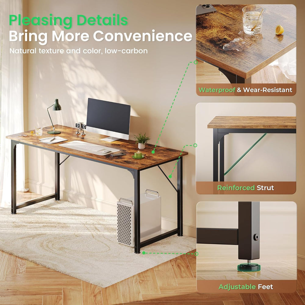 Huuger Computer Desk, 55 Inch Home Office Desk, Gaming Writing Work from Home...