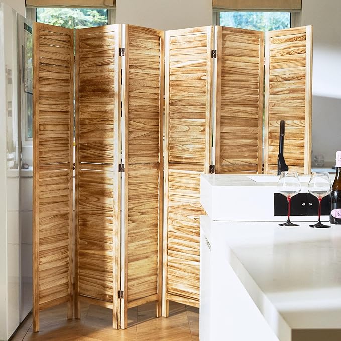Room Dividers and Folding Privacy Screens, Wood Louvered Separators Divider Wall