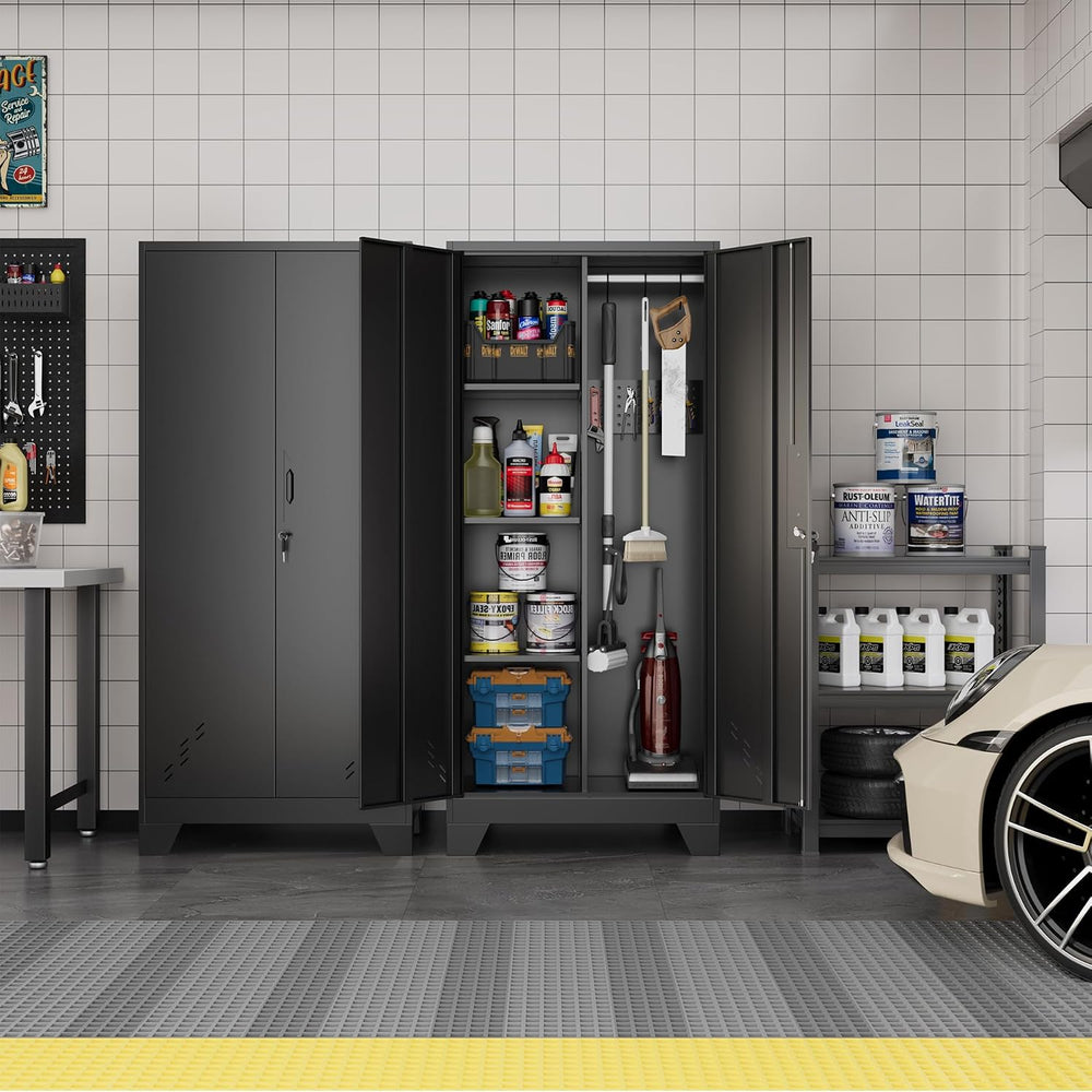OSEILLC Metal Storage Cabinet with Locking Doors, 61" Tall Garage with H...