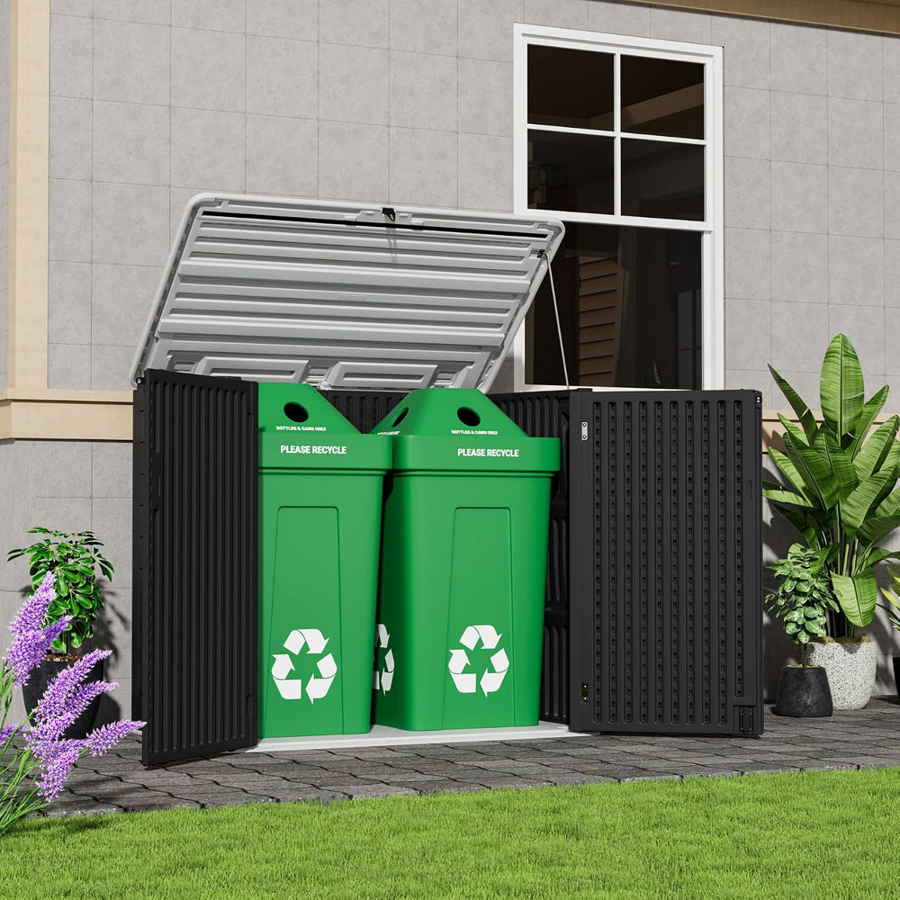Mrosaa Resin Outdoor Storage Shed, 38 cu.ft Outdoor Storage Box Waterproof fo...