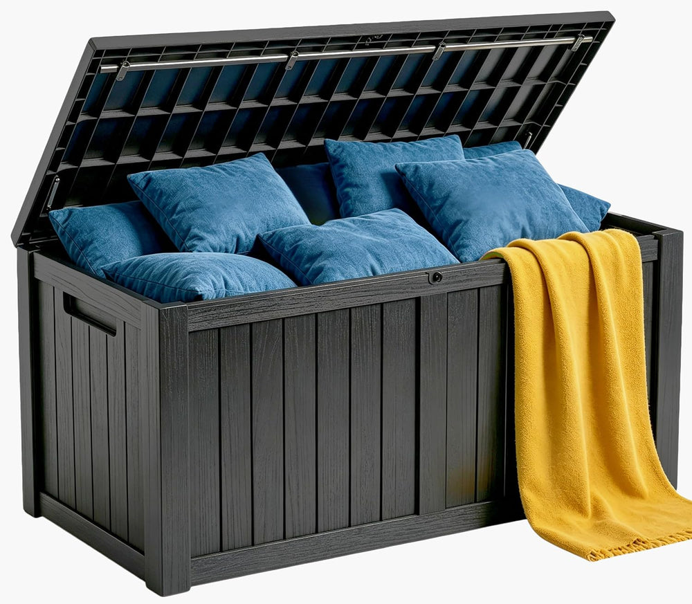 MAKINO 178 Gallon Large Resin Outdoor Storage Box, Waterproof Deck Box, Locka...