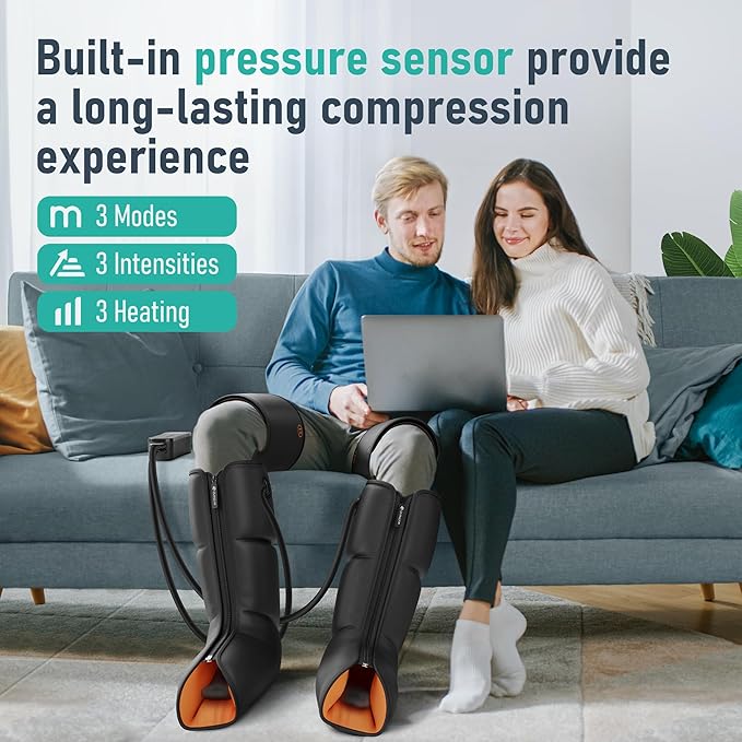 QUINEAR Leg Massager, 3-in-1 Heat and Compression Therapy, Air Compression Leg