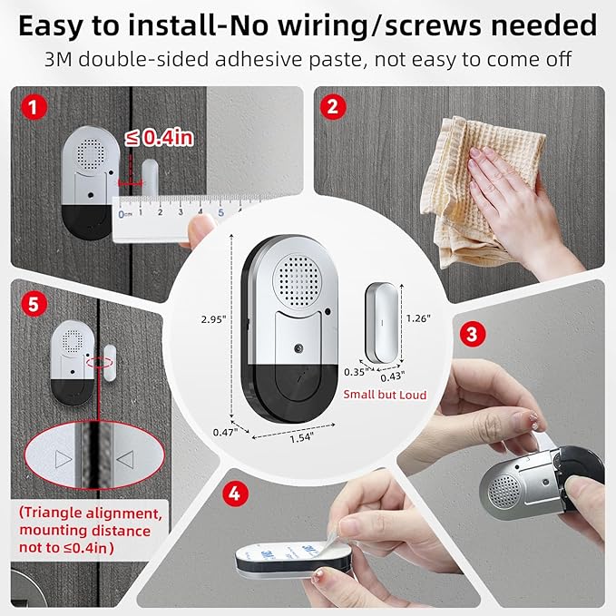 Sanjie Door Alarms When Opened, Door Window Alarm Sensors (8 Pack)