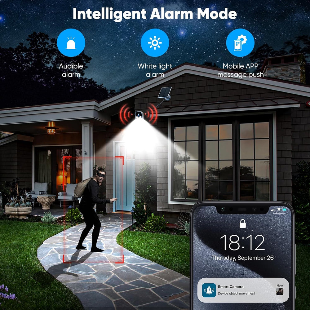 Solar Security Cameras Wireless Outdoor, 2K Solar Camera Wireless for Home, C...