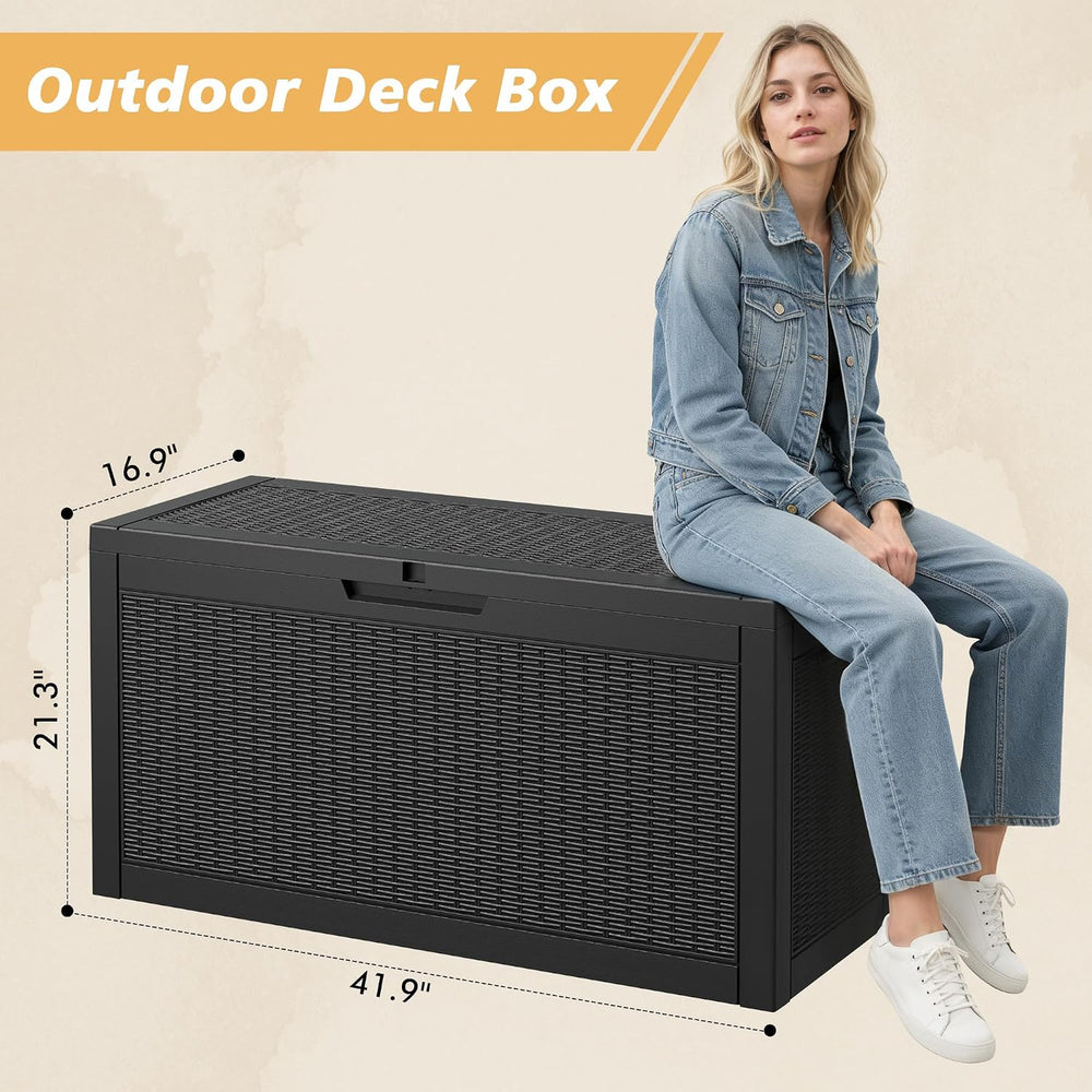 Fancyango 60 Gallon Outdoor Storage Deck Box Waterproof, Black