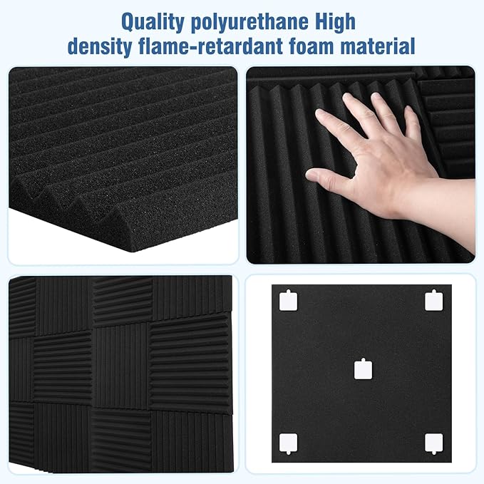HWLIYUTAI 100 Pack Acoustic Panels 1 X 12 X 12 Inches