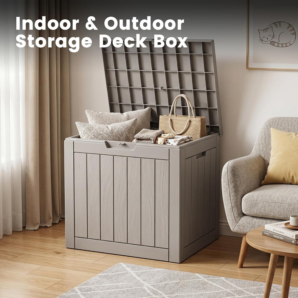 30 Gallon Outdoor Storage Box, Waterproof Resin Deck Box with Side Handles, L...