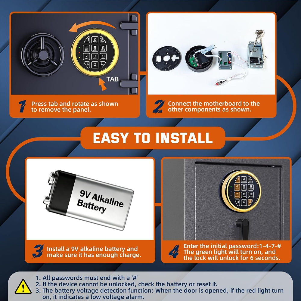 Electronic Safe Lock Replacement Keypad with Solenoid Lock, 2 Keys - Gold