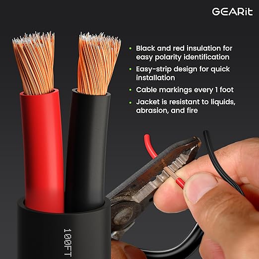 GEARit Outdoor Speaker Wire CL3 Rated, 10 Gauge Speaker Wire, Speaker Cable 200