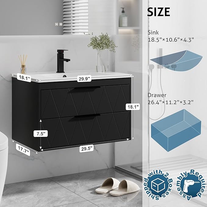 eclife 30" Bathroom Vanities Cabinet